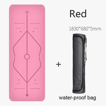 Load image into Gallery viewer, Natural rubber PU material two-color yoga mat three-piece with positioning line non-slip tasteless widened Pilates 183*68*0.5cm