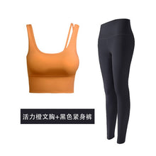 Load image into Gallery viewer, 2019 women yoga sets sleeveless exercise shirts gym clothes spandex running tights women sports leggings fitness