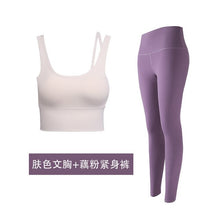 Load image into Gallery viewer, 2019 women yoga sets sleeveless exercise shirts gym clothes spandex running tights women sports leggings fitness