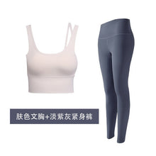 Load image into Gallery viewer, 2019 women yoga sets sleeveless exercise shirts gym clothes spandex running tights women sports leggings fitness