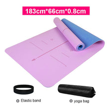 Load image into Gallery viewer, TPE Two-color Yoga Mat Three-piece Set with Positioning Line for Beginners Non-slip and Tasteless Widening Pilates 183*66*0.8cm