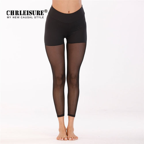 CHRLEISURE Mesh High Elastic Yoga Pants Women Sport Leggings Tight Leggings Yoga For Women Sport Pants Gym Gym Leggings