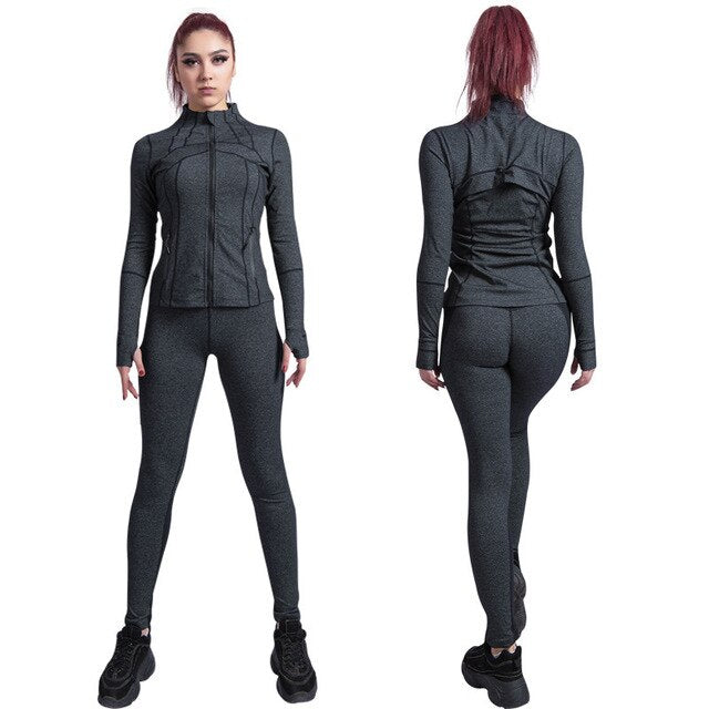 2019 New quick-drying hip pants slim sports suit outdoor running clothes 2 sets of yoga clothes women's suit