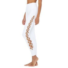 Load image into Gallery viewer, Side Cross Lace Up Gym Skinny Pants High Waist Ladies Breathable Sports Leggings