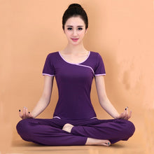 Load image into Gallery viewer, Women Modal Yoga Set Shirt Pants Sportswear Tracksuit Fitness Running Jogging Sports Suit Straight Pants Two-piece Clothes