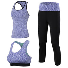 Load image into Gallery viewer, New 3pcs Sport Fitness Suit Women Yoga Sets Sleeveless Shirt Leggings Fitness Gym Running Sport Tights Vest Pants Green Yoga set