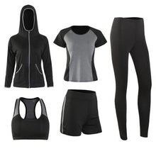 Load image into Gallery viewer, New 5 pieces Yoga Suits Women Gym Clothes Fitness Running Tracksuit Sports Bra+Sport Leggings+Yoga Shorts+Top Yoga Set For Women