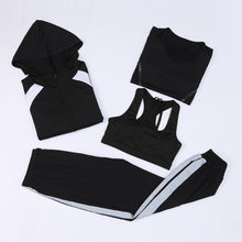 Load image into Gallery viewer, 4Piece Women&#39;s Sports Suit Yoga Set Zipper Jacket + Slimming T Shirt + Bra +running Jogger Pants TrackSuit Gym Fitness Clothing