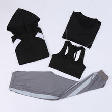 Load image into Gallery viewer, 4Piece Women&#39;s Sports Suit Yoga Set Zipper Jacket + Slimming T Shirt + Bra +running Jogger Pants TrackSuit Gym Fitness Clothing