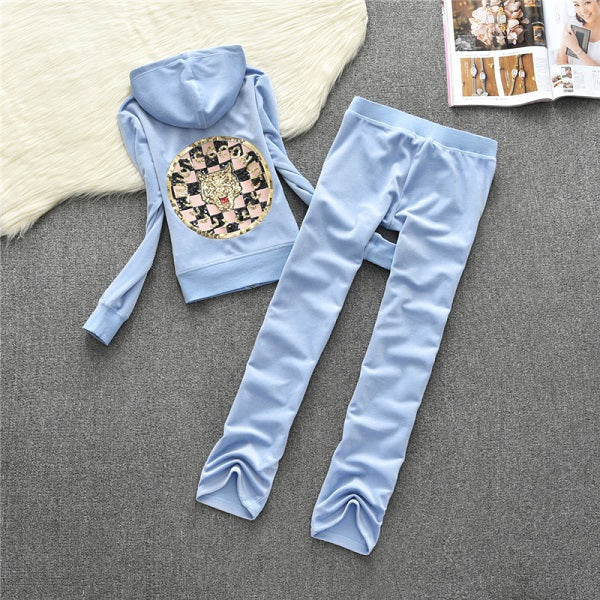 2019 Women's Yoga Set  Fitness Clothing Women Sweatshirt Pants Sets Velvet Tracksuit Women Velour smooth soft Suit