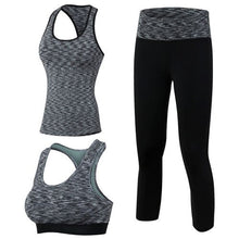 Load image into Gallery viewer, Yuerlian Gym 3 Pcs Compression Sportsuite For Women Fitness Tights Sport Suit Shorts Sport Bra Top Tracksuit For Women Yoga Set