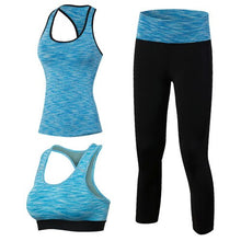 Load image into Gallery viewer, Yuerlian Gym 3 Pcs Compression Sportsuite For Women Fitness Tights Sport Suit Shorts Sport Bra Top Tracksuit For Women Yoga Set