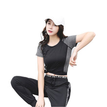 Load image into Gallery viewer, New Women Yoga Set Tracksuits Sport Suit Female Running Tights T-Shirt+Bra+Pants Quick Dry Comfortable Outdoor Fitness Black Gym