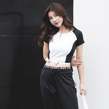 Load image into Gallery viewer, New Women Yoga Set Tracksuits Sport Suit Female Running Tights T-Shirt+Bra+Pants Quick Dry Comfortable Outdoor Fitness Black Gym