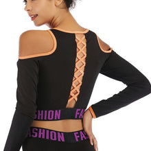 Load image into Gallery viewer, Women Patchwork Sport Suit Long Sleeve Sportswear Fashion Mesh Yoga Set Navel Top Elastic Leggings Outdoor Run Fitness Clothing