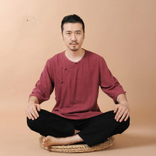 Load image into Gallery viewer, Men Yoga Set For Beginners Natrual Linen Cotton Yoga Two Piece Set Chinese Zen Suit Outdoor Indoor Jogging Tachi Dancing Suit
