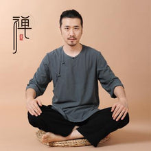 Load image into Gallery viewer, Men Yoga Set For Beginners Natrual Linen Cotton Yoga Two Piece Set Chinese Zen Suit Outdoor Indoor Jogging Tachi Dancing Suit