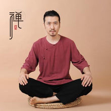 Load image into Gallery viewer, Men Yoga Set For Beginners Natrual Linen Cotton Yoga Two Piece Set Chinese Zen Suit Outdoor Indoor Jogging Tachi Dancing Suit