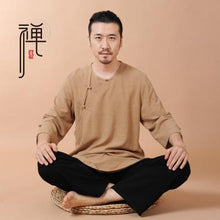 Load image into Gallery viewer, Men Yoga Set For Beginners Natrual Linen Cotton Yoga Two Piece Set Chinese Zen Suit Outdoor Indoor Jogging Tachi Dancing Suit