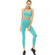 Load image into Gallery viewer, Women Solid Yoga Set Stretchy Self-cultivation Fitness Clothing Padded Bra Leggings Sport Suit Gym Workout Running Sportswear XL