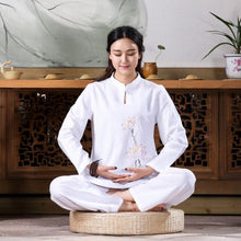 Load image into Gallery viewer, 2019 women yoga suit loose set ladies linen outdoor yoga clothes zen meditation clothing yoga set gym wear embroidery