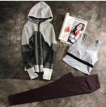 Load image into Gallery viewer, Women 3 piece comfortable yoga sets coat+push up bra+breathable pants slim fitness set sports wear for women gym clothing