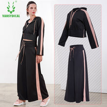 Load image into Gallery viewer, Vansydical Autumn Winter Sports Suits Women's Gym Clothes Yoga Set Loose Sexy Exposed Navel Dance Clothing Sportswear 2pcs