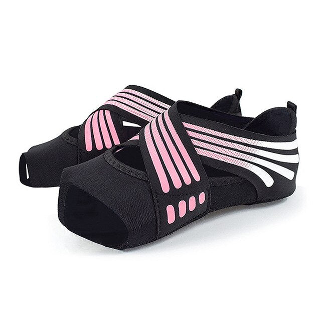 Anti-Slip Fitness Dance Pilates Socks Professional Indoor Yoga Sock Five Toe Backless Fitness Ballet Ladies Socks