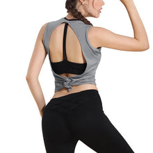 Load image into Gallery viewer, Backless Sports Shirts Women Tank Tops Fitness Crop Top Bandage Workout Shirts Yoga Top Sportswear Women&#39;s Clothes Activewears