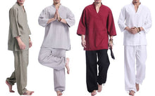 Load image into Gallery viewer, men Cotton&amp;linen Summer&amp;Spring Yoga suit gym uniforms lay meditation suits kung fu tai chi clothing sets gray/white/red