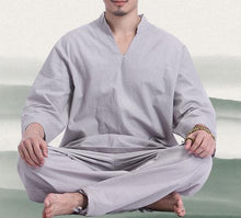 Load image into Gallery viewer, men Cotton&amp;linen Summer&amp;Spring Yoga suit gym uniforms lay meditation suits kung fu tai chi clothing sets gray/white/red