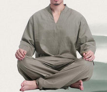 Load image into Gallery viewer, men Cotton&amp;linen Summer&amp;Spring Yoga suit gym uniforms lay meditation suits kung fu tai chi clothing sets gray/white/red