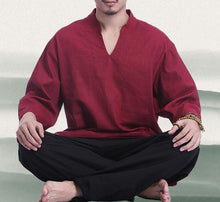 Load image into Gallery viewer, men Cotton&amp;linen Summer&amp;Spring Yoga suit gym uniforms lay meditation suits kung fu tai chi clothing sets gray/white/red