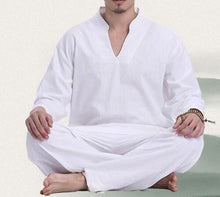 Load image into Gallery viewer, men Cotton&amp;linen Summer&amp;Spring Yoga suit gym uniforms lay meditation suits kung fu tai chi clothing sets gray/white/red
