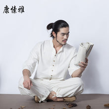 Load image into Gallery viewer, Men Yoga Wear Cotton Linen  Seven Cuff Yoga Top Wide Leg Loose Martial Arts Suit Tai Chi Uniform Meditation Kung Fu Yoga Suit