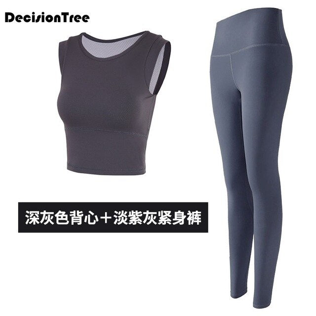 2019 women's sportswear yoga set fitness gym clothes running tennis shirt+pants yoga leggings jogging workout suit