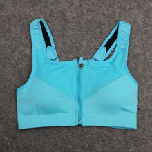 Load image into Gallery viewer, Women Sports Bra Zipper Running Gym Yoga Fitness jogging Padded Wirefree Shakeproof Push Up Top Bras sexy women fitness stretch