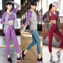 Load image into Gallery viewer, 2019 New Women&#39;s Running Fitness Sportswear Set Long Sleeve Yoga Wear Three-Piece Set