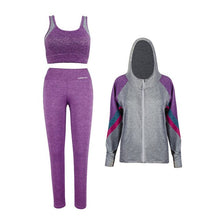 Load image into Gallery viewer, 2019 New Women&#39;s Running Fitness Sportswear Set Long Sleeve Yoga Wear Three-Piece Set