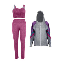 Load image into Gallery viewer, 2019 New Women&#39;s Running Fitness Sportswear Set Long Sleeve Yoga Wear Three-Piece Set