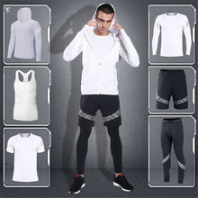 Load image into Gallery viewer, New Men 6 Pieces Set T Shirt+Vest+Hooded Coats+Short+Trousers Male Yoga Quick Dry Style Fashion Hot Sportswear Fitness Tracksuit