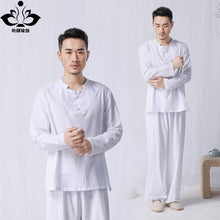 Load image into Gallery viewer, Asian Men Yoga Clothes Sets Cotton Meditation Clothing Shirt and Pants 2pcs/set Tai Chi Suit conjunto de yoga