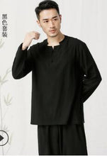 Load image into Gallery viewer, Asian Men Yoga Clothes Sets Cotton Meditation Clothing Shirt and Pants 2pcs/set Tai Chi Suit conjunto de yoga
