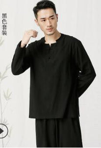 Asian Men Yoga Clothes Sets Cotton Meditation Clothing Shirt and Pants 2pcs/set Tai Chi Suit conjunto de yoga