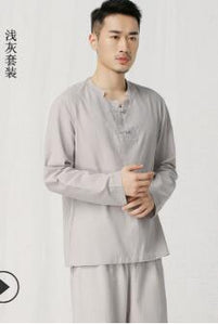 Asian Men Yoga Clothes Sets Cotton Meditation Clothing Shirt and Pants 2pcs/set Tai Chi Suit conjunto de yoga