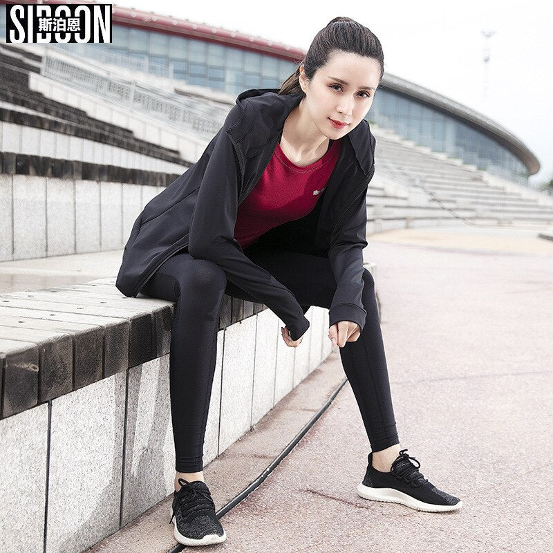2018 New Women Yoga Sport Suit quick Dry Bra Set 4 Piece Female Long-sleeved shorts long pants Outdoor Sportswear Fitness suit