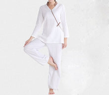 Load image into Gallery viewer, 4colors high quality cotton&amp;linen suits spring&amp;summer yoga clothes female meditation lay clothing sets tai chi fitness uniforms