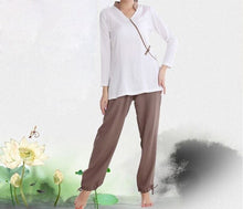 Load image into Gallery viewer, 4colors high quality cotton&amp;linen suits spring&amp;summer yoga clothes female meditation lay clothing sets tai chi fitness uniforms