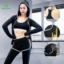 Load image into Gallery viewer, Women Yoga Sets Five Pieces Breathable Sportswear Fitness Suits Sports Bra Running Shirt Jacket Jogging Trainning Pants shorts