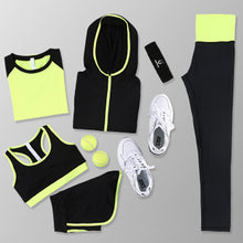 Load image into Gallery viewer, Women Yoga Sets Five Pieces Breathable Sportswear Fitness Suits Sports Bra Running Shirt Jacket Jogging Trainning Pants shorts